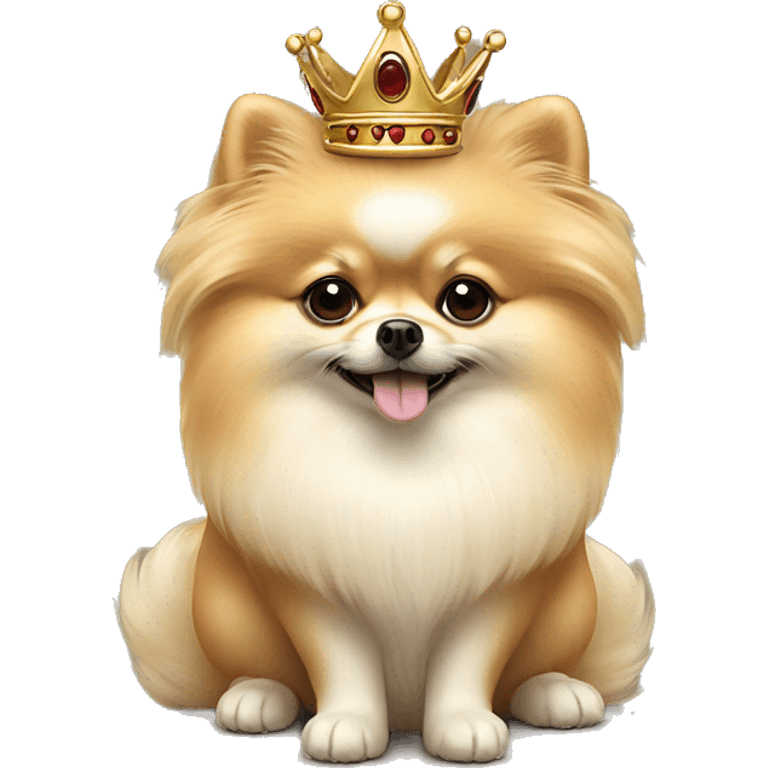 Crème Pomeranian with crown  emoji