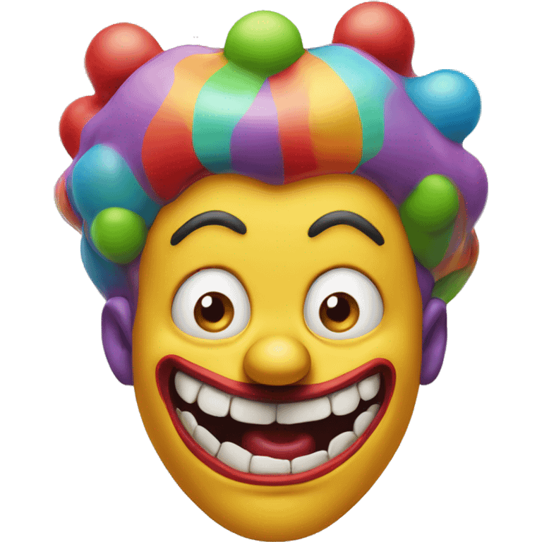 unhinged flabbergasted clown with crazy mouth emoji