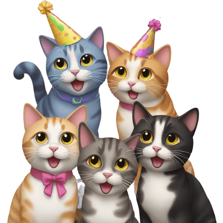 four cats having a party emoji