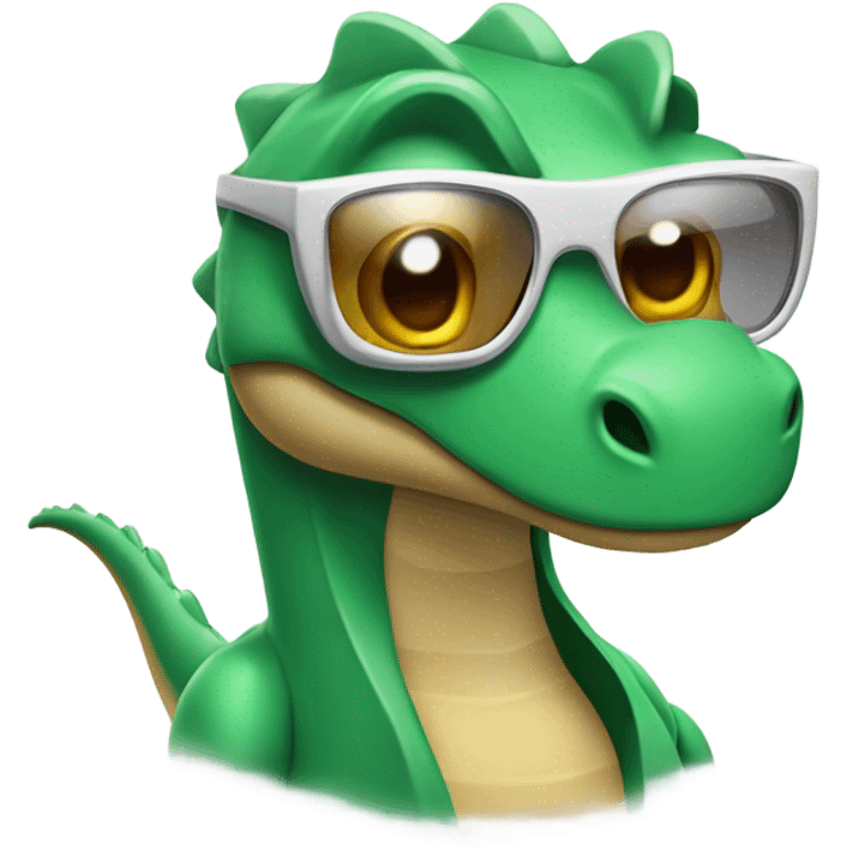 Un dinosaurio con gafas trabajando  emoji