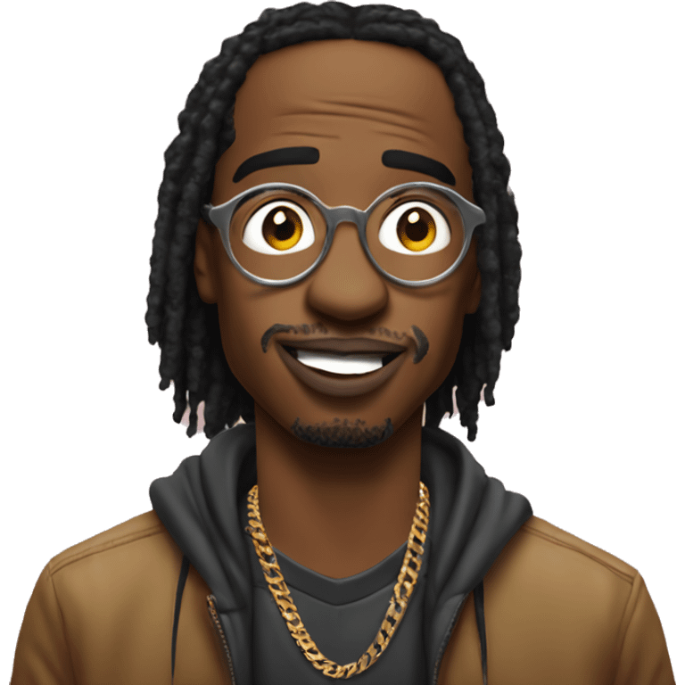 Quavo rap artist singing no glasses emoji