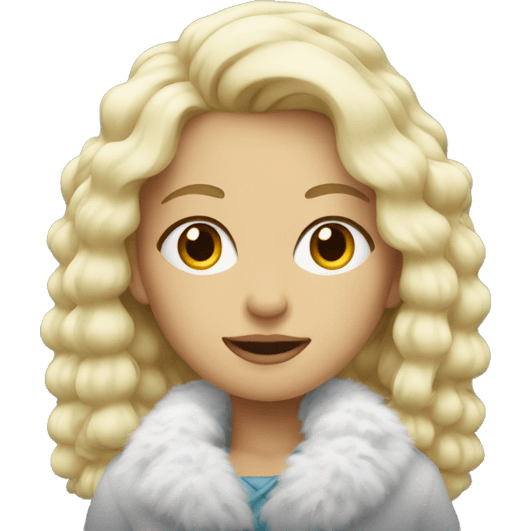 Blonde girl wearing a fluffy coat emoji