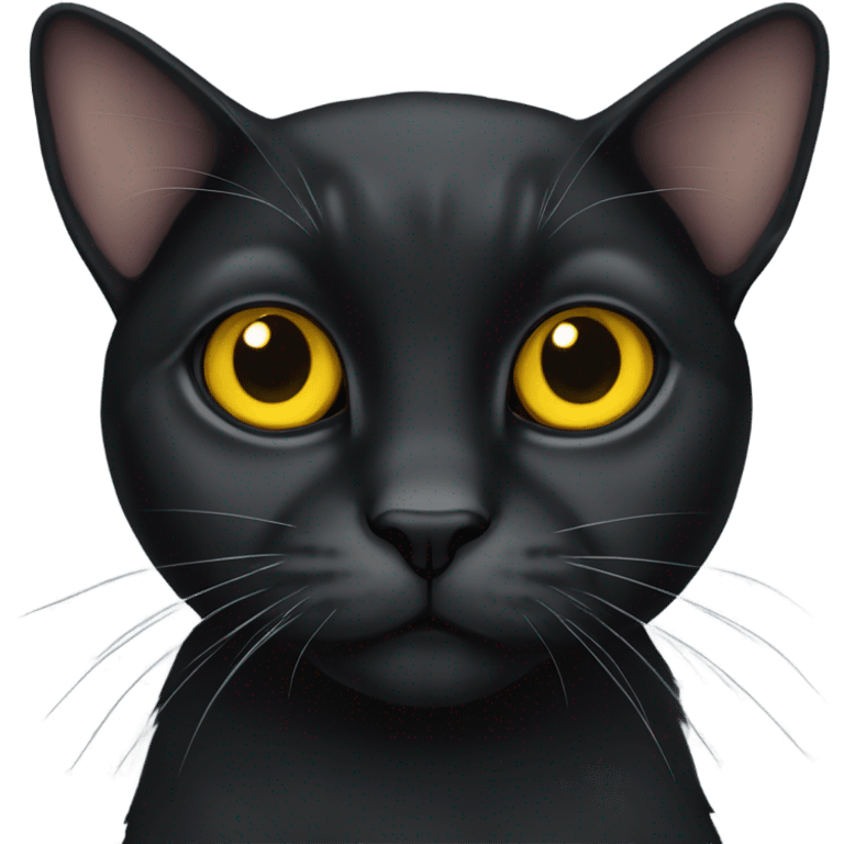 Black lop-eared cat with yellow eyes emoji