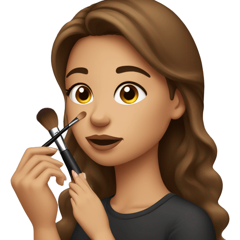 brown haired girl putting on makeup emoji