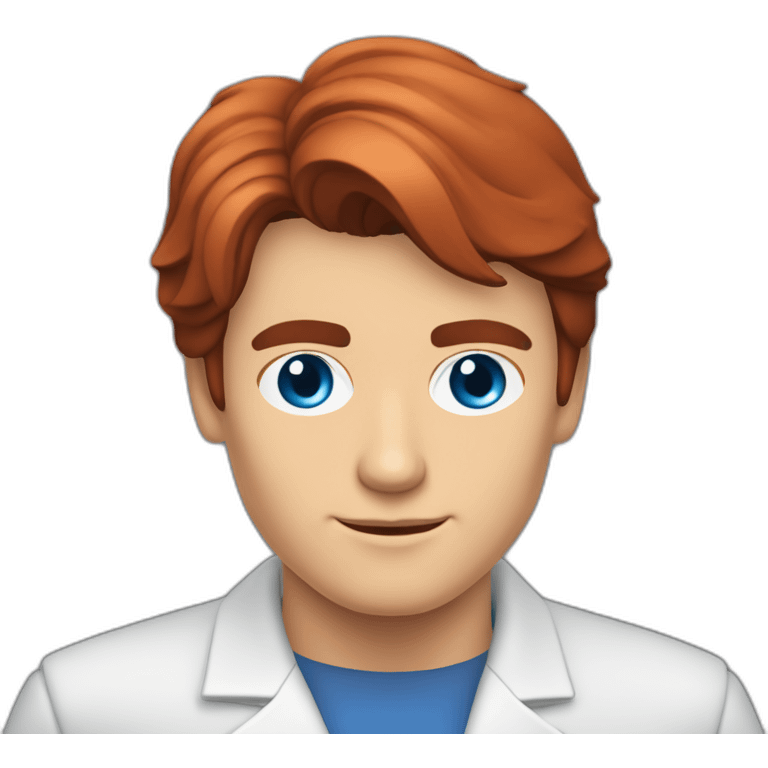 Alain Delon young computer scientist  blue eyes short red hair emoji