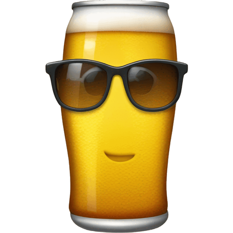 Una botella de cerveza en la playa con lentes de sol  emoji