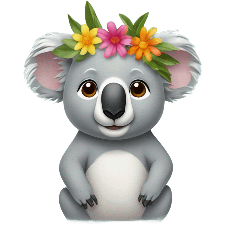 Koala wearing flower crown emoji