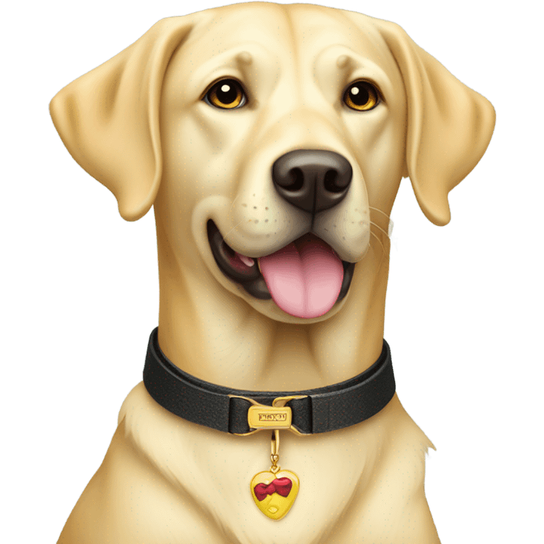 Yellow Labrador wearing prada emoji