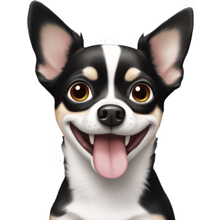 black and white chihuahua smiling emoji