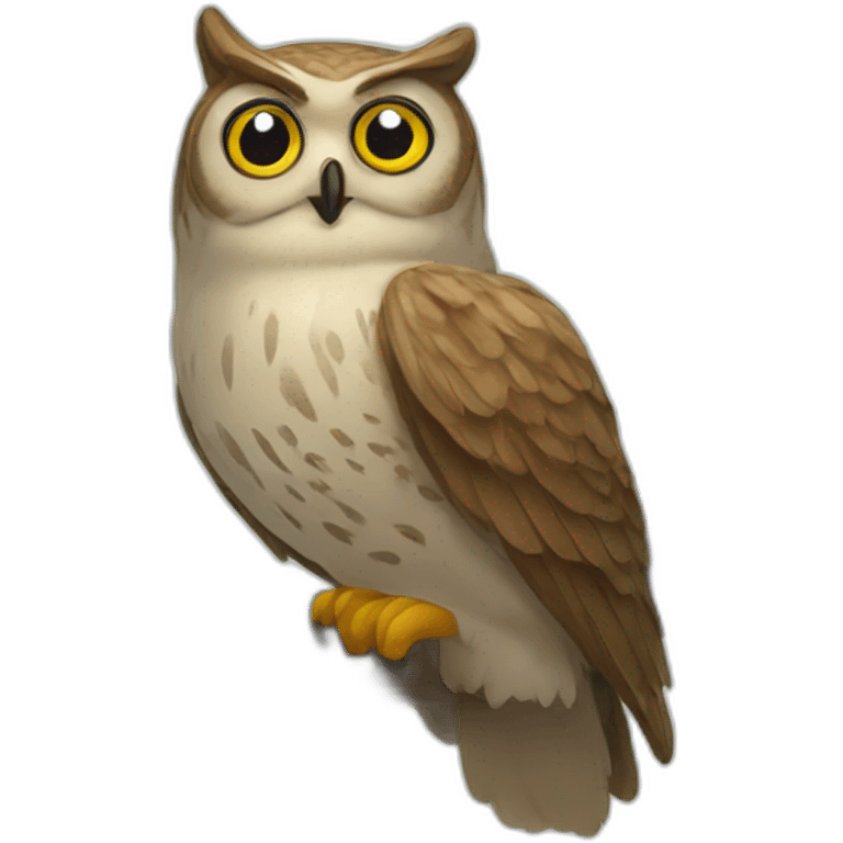 an owl sitting along a tree limb emoji