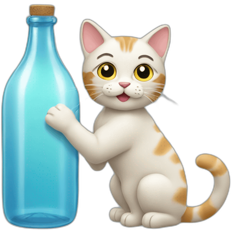 cat filling a glass bottle emoji