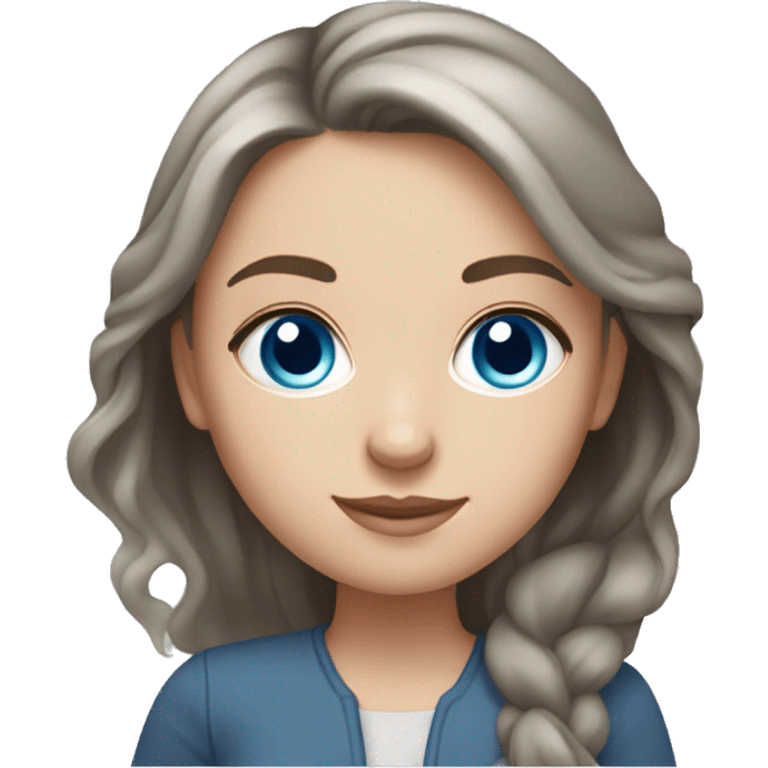 Russian white girl, blue-grey eyes, middle brunette hair, book in hand  emoji