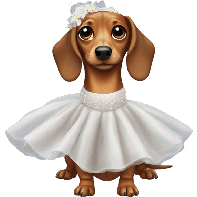 Dachshund wearing a wedding dress emoji