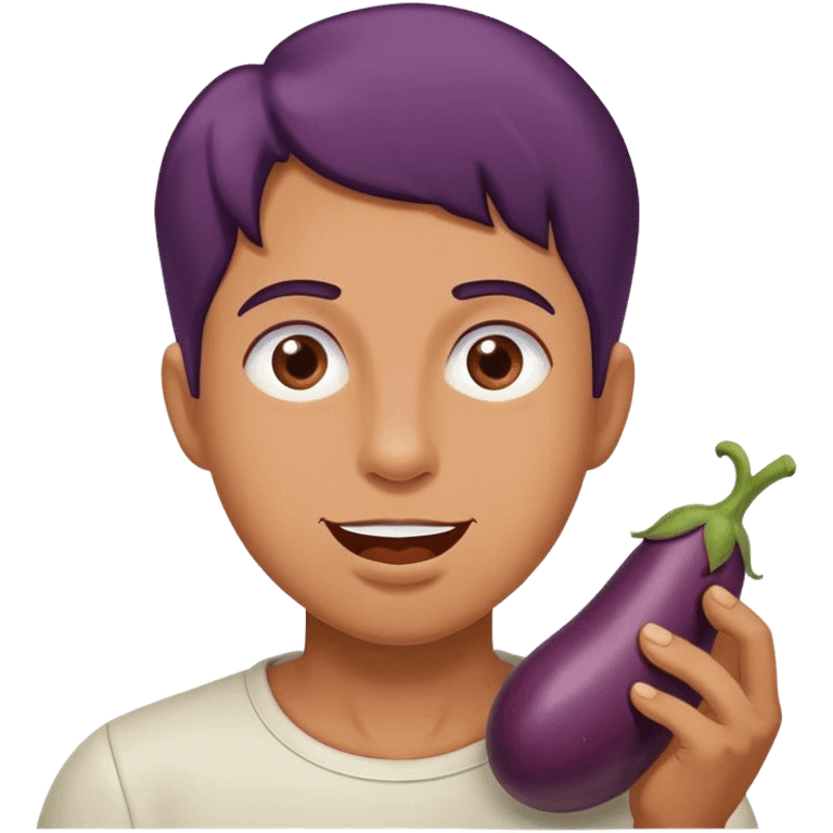 Someone eating eggplant emoji