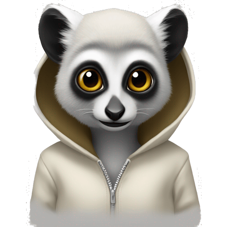 lemur catta hoodie black tail emoji