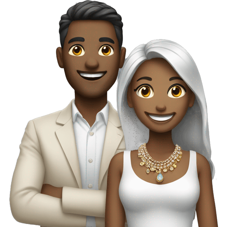 smiling couple with jewelry emoji