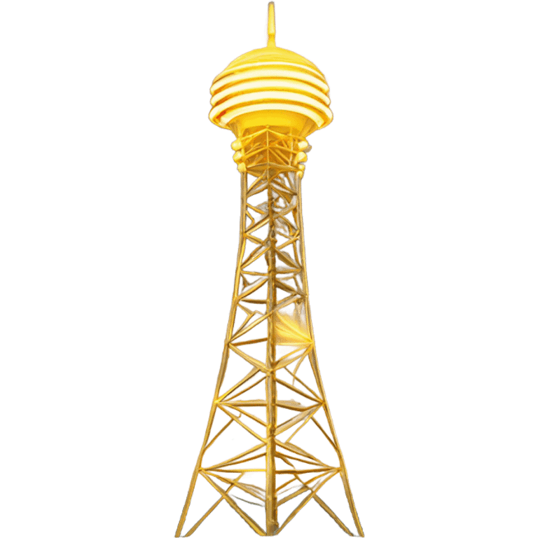 A tall broadcast tower icon emitting golden signal waves, with glowing accents, symbolizing four years of membership loyalty emoji