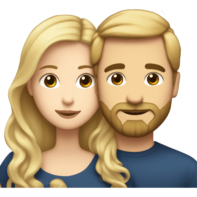 a white girl who has black-blonde hair kissing a white guy with anchor beard and an edgar cut  emoji