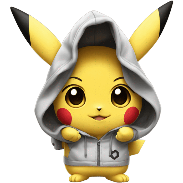 Cute pikachu wearing pikachu hoodie emoji