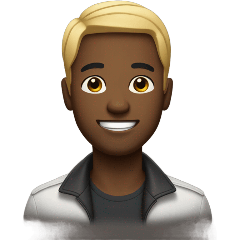 Black American Guy with black hair and blonde on top crossing his arms smiling emoji