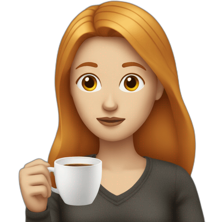 Ginger straight mildly hair woman drinking coffee  emoji