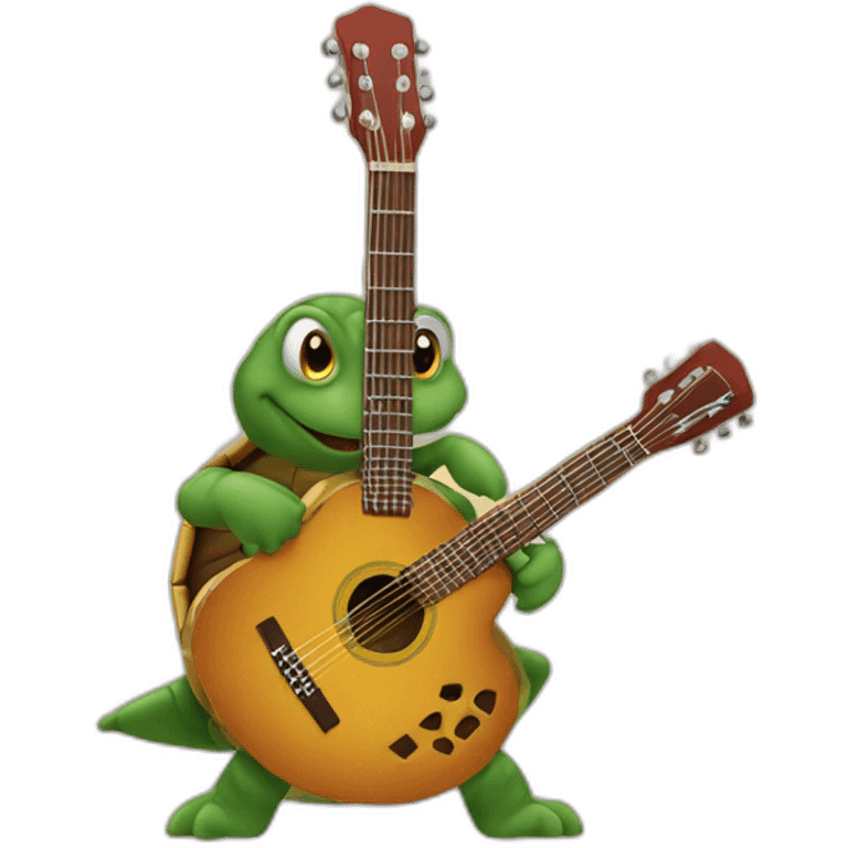 Guitare jouer par une tortue emoji