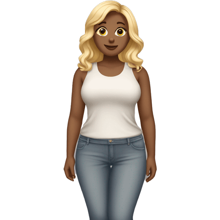 Curvy woman with blond hair full body emoji