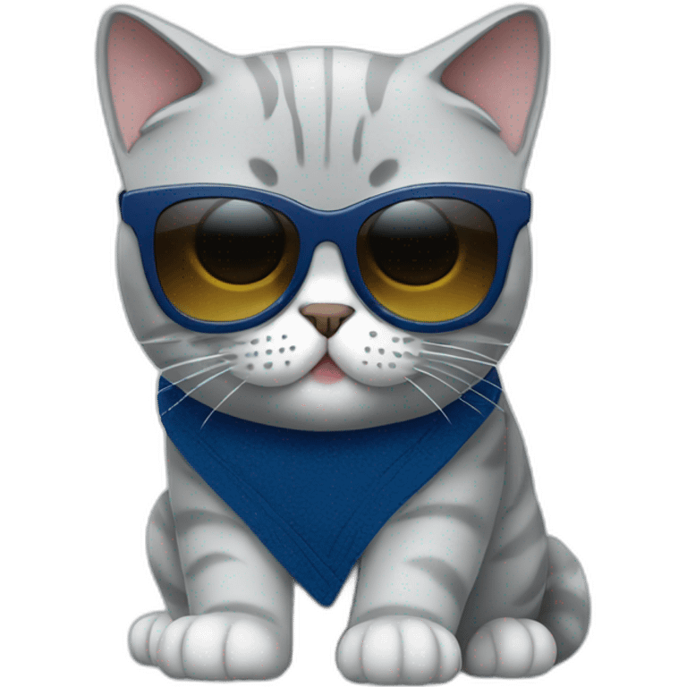 British Shorthair Cat deep blue with sunglasses use camera emoji