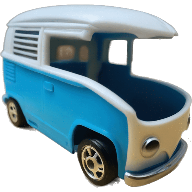 Side view Mattel hot wheels Volkswagen Kool Kombi tooned car.blue  emoji