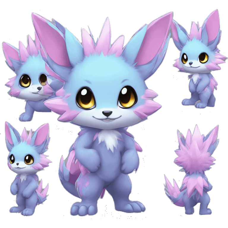 Anthro Scalie Spiky Cool Edgy Magical Shiny Colorful Pastel Sparkle Kemono-style Chibi Fantasy-Animal-Fakémon-Pokémon-Hybrid Fur Sona Aesthetic Full Body emoji