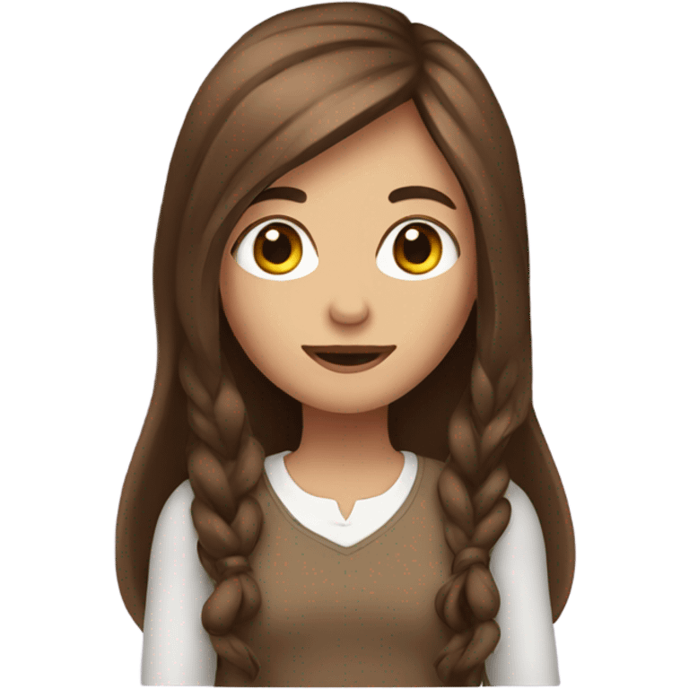 Girl with brown long hair with key in hand emoji