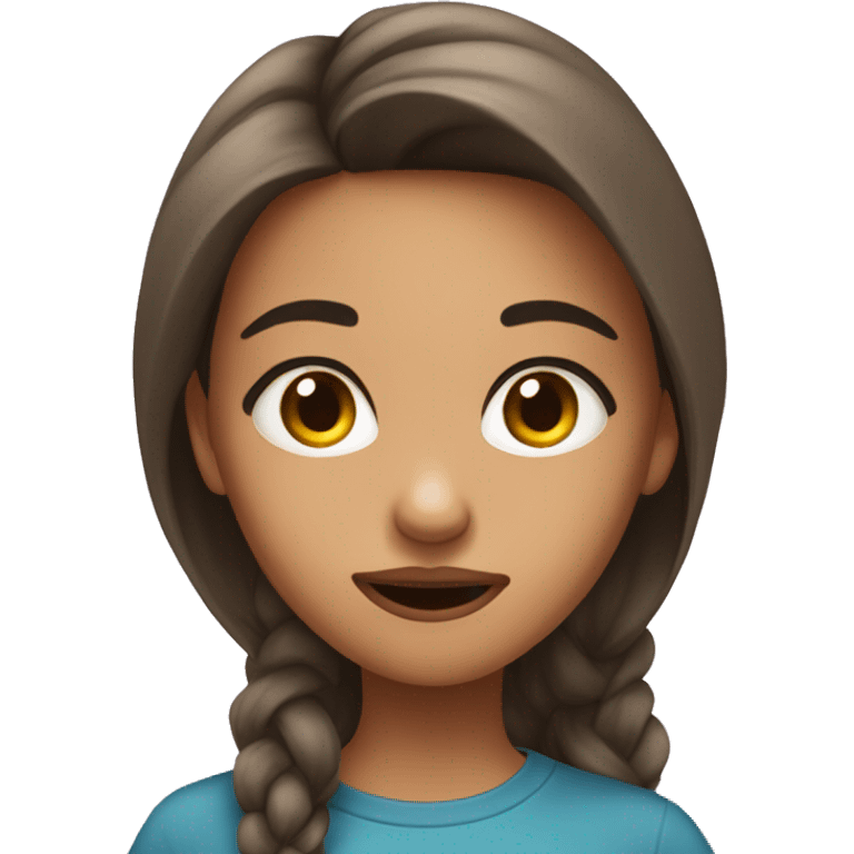 brunnete girl biting her lip emoji