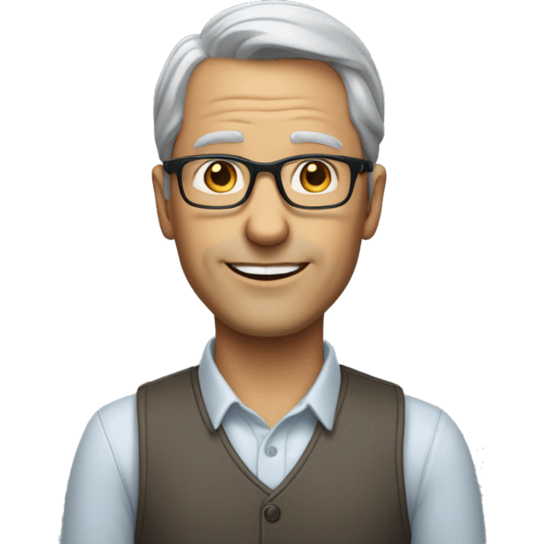 55 year old white male with glasses dressed in business casual clothing emoji