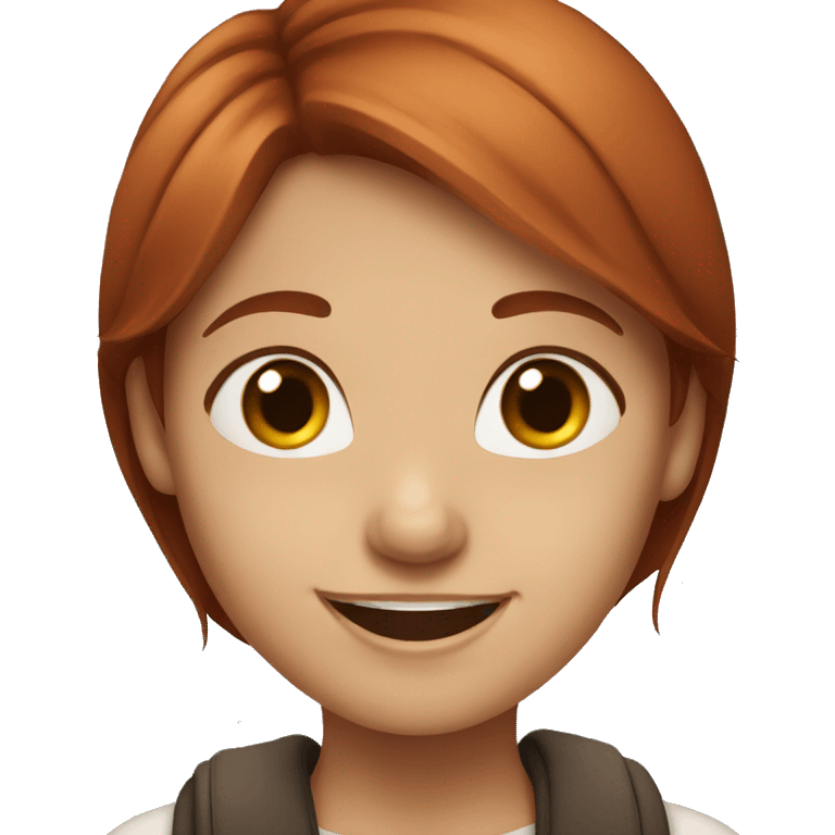 Red brown hair girl smiling  emoji