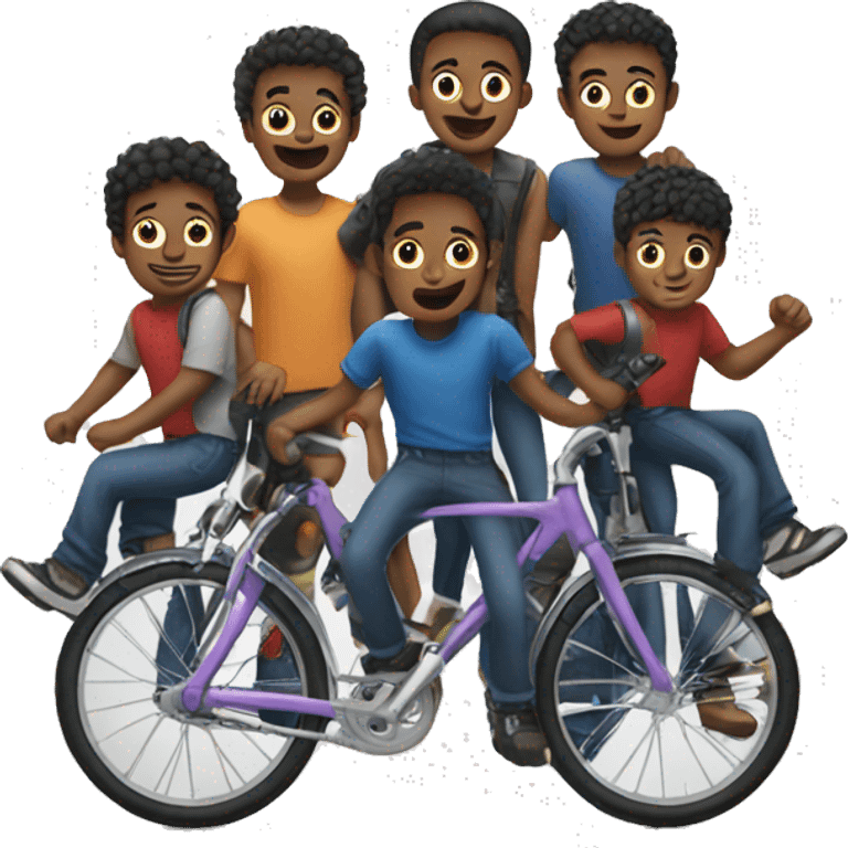 bike with five boys emoji