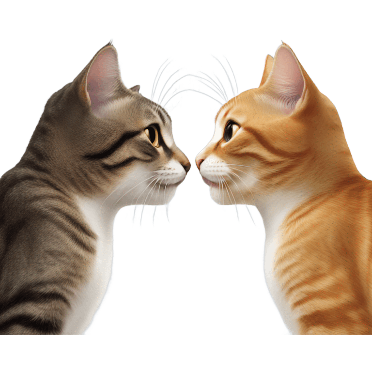 Two different cats kissing emoji