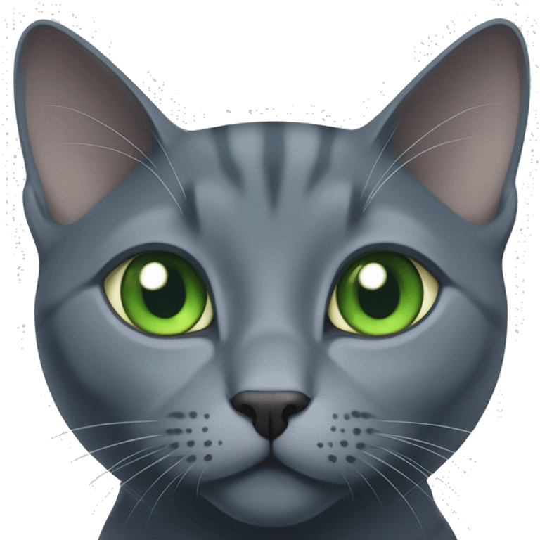 Russian Blue with blue, green eyes, eating cat food emoji