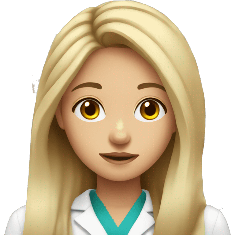 Fair skin young girl with long hair working in a pharmacy emoji