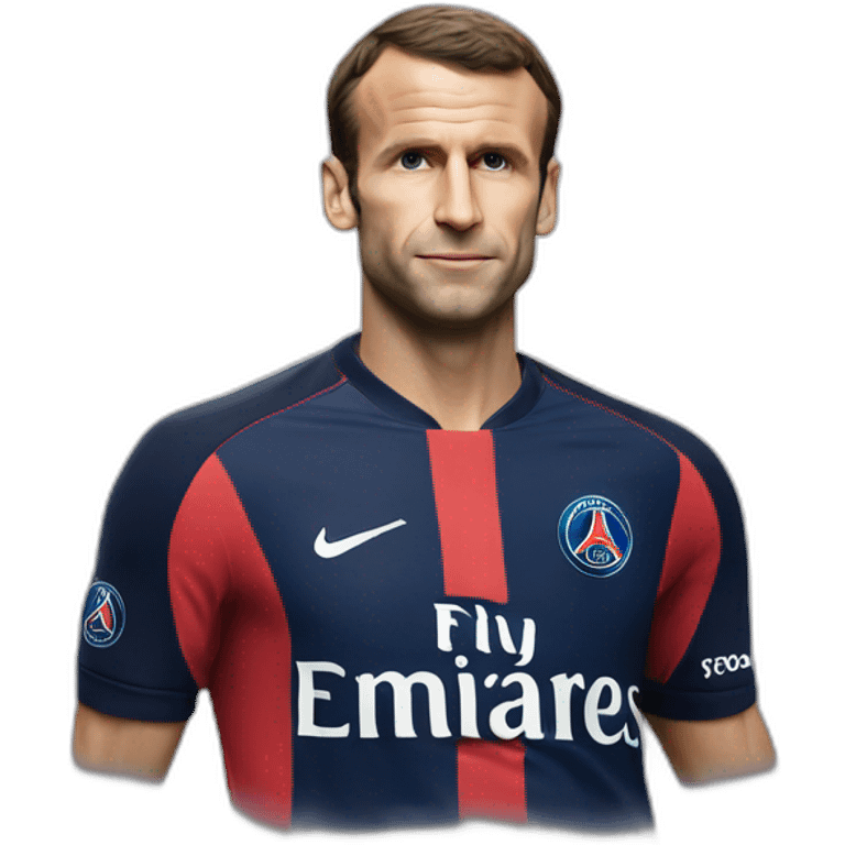 Macron avec un t-shirt du psg emoji