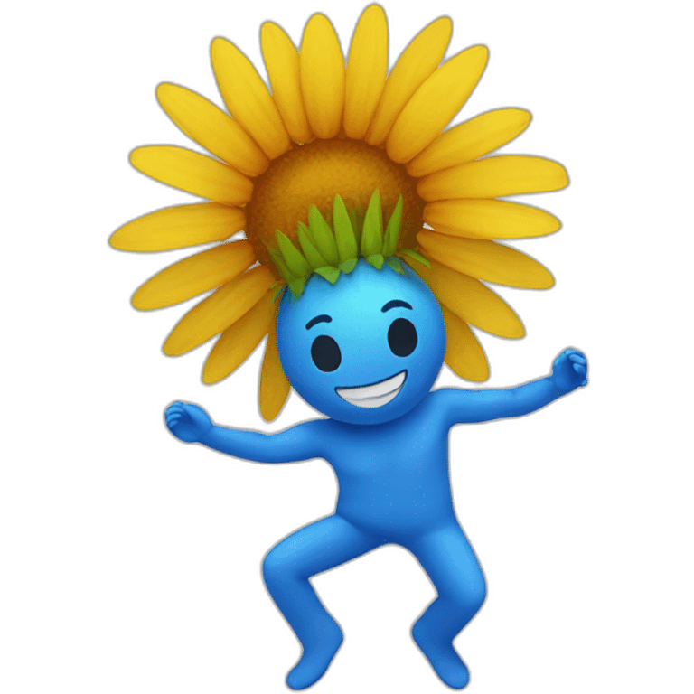 flower head with blue body dancing emoji