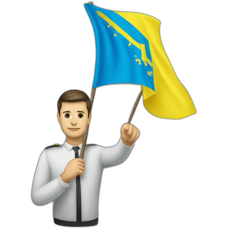 Volodymyr-Zelenskyy-with-the-flag-of-Ukraine-in-his-hands emoji