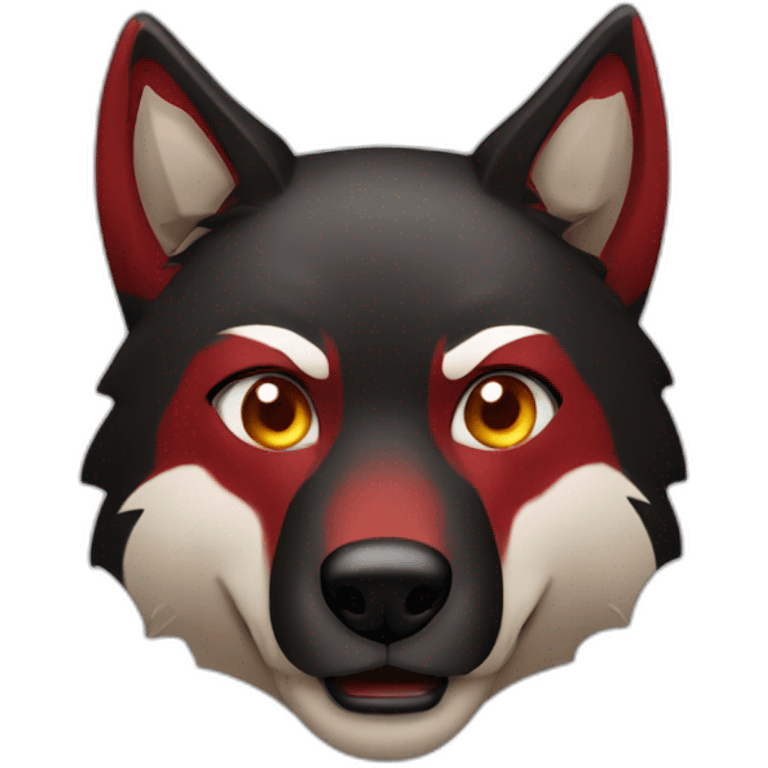 Red & black wolf mistake face emoji