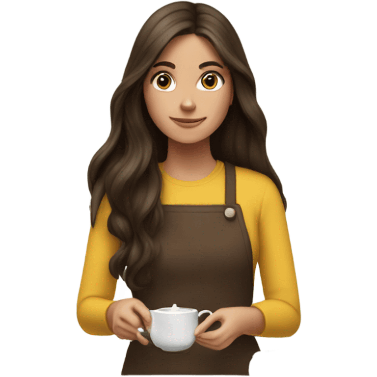 Long haired Brunette girl making tea emoji