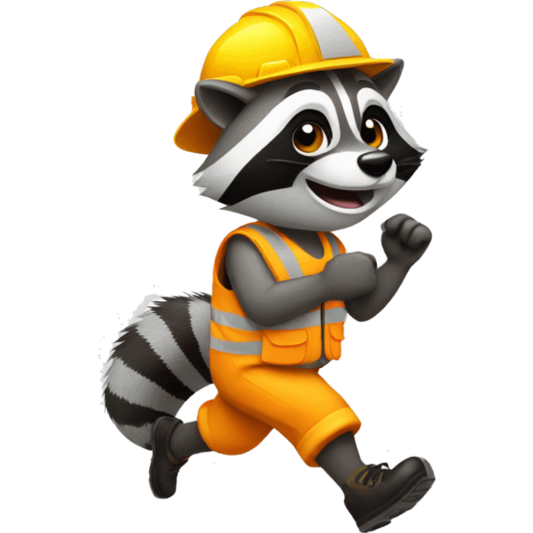 Raccoon construction worker running emoji