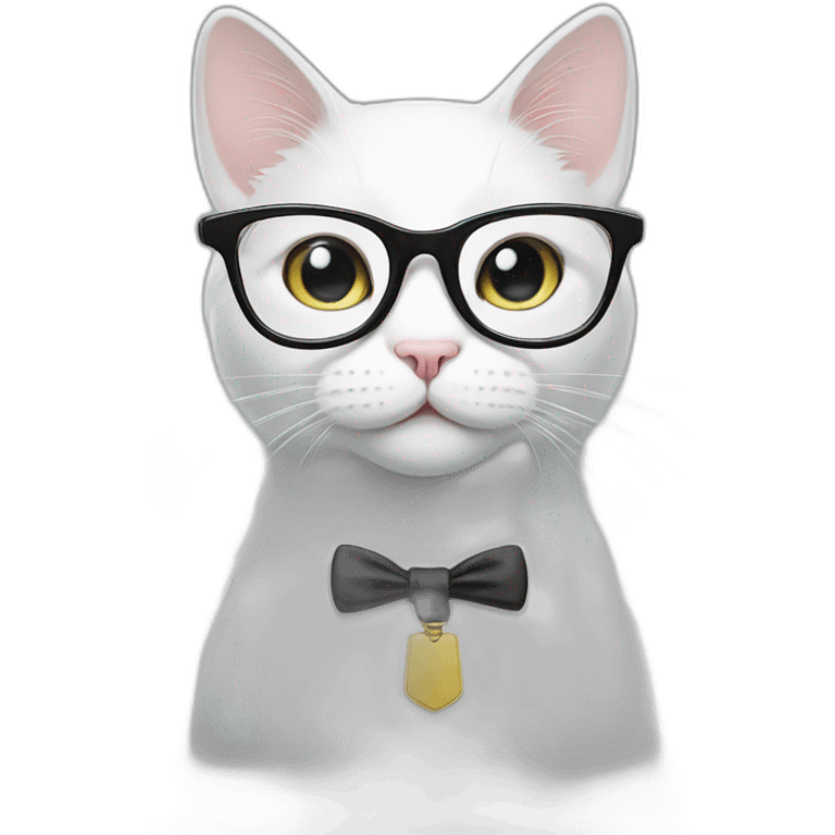 white cat with glasses emoji