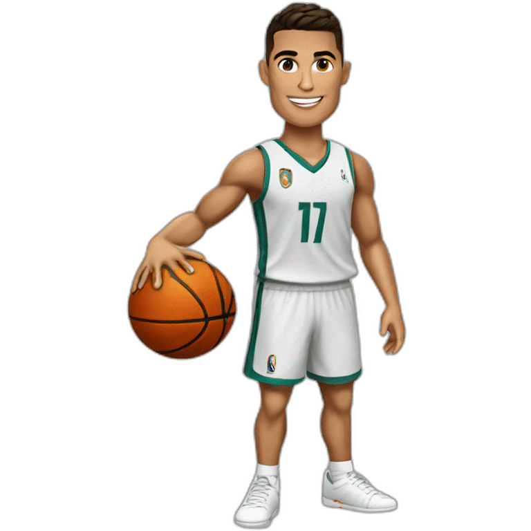 Cristiano Ronaldo with a basketball in his hand emoji