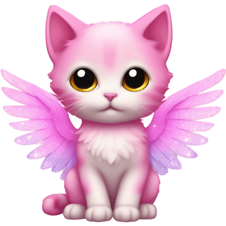 Pink ombre sparkly kitten with angel wings  emoji