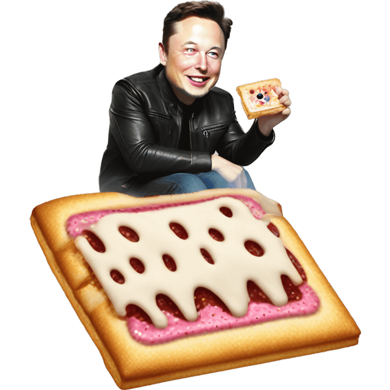 elon musk riding a frosted pop tart with wheels emoji