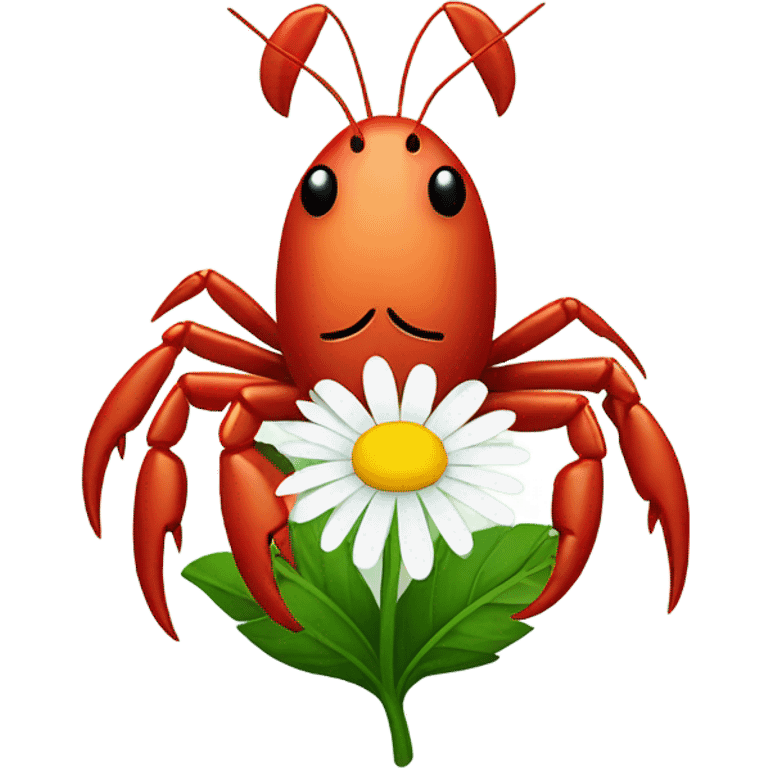 Crawfish holding a daisy emoji