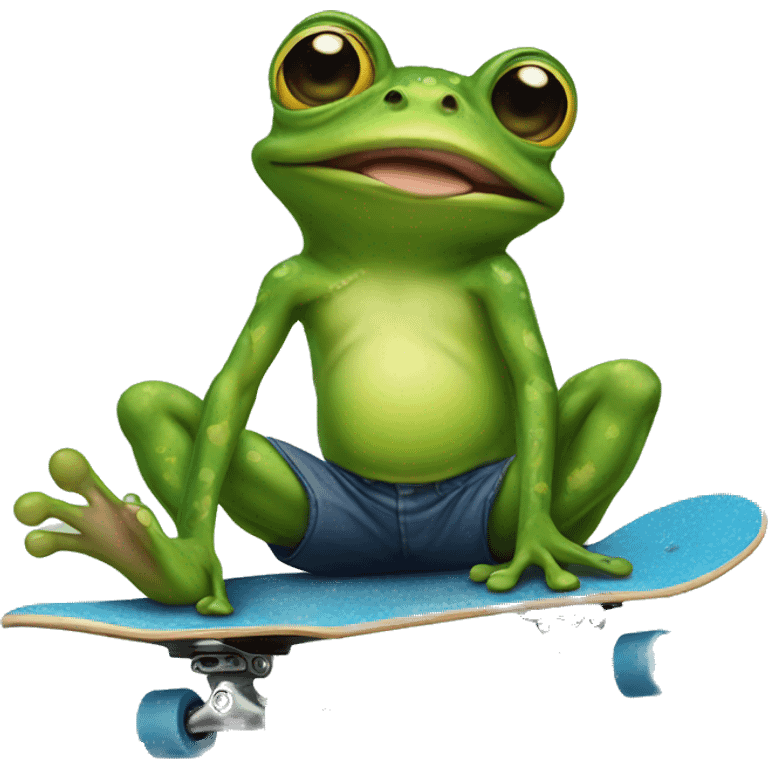 Frog on skateboard with tattoos  emoji